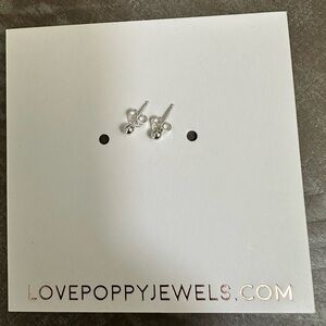 Love Poppy NIB Sterling Silver Tiny Ball Studs
